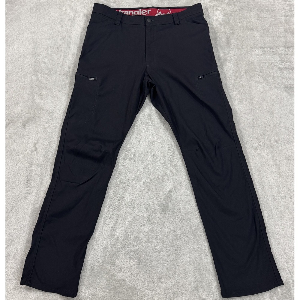 Wrangler Hiking Pants Mens 36x32 Black Cargo Nylon Stretch Lightweight Flex Zip